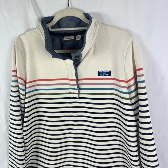 L.L. Bean Women’s Striped Rugby Polo Quarter Snap Pullover Henley Shirt - Picture 7 of 10